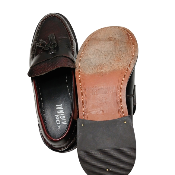 Men's Burgundy and Black Tassel Loafers - Picture 9 of 9